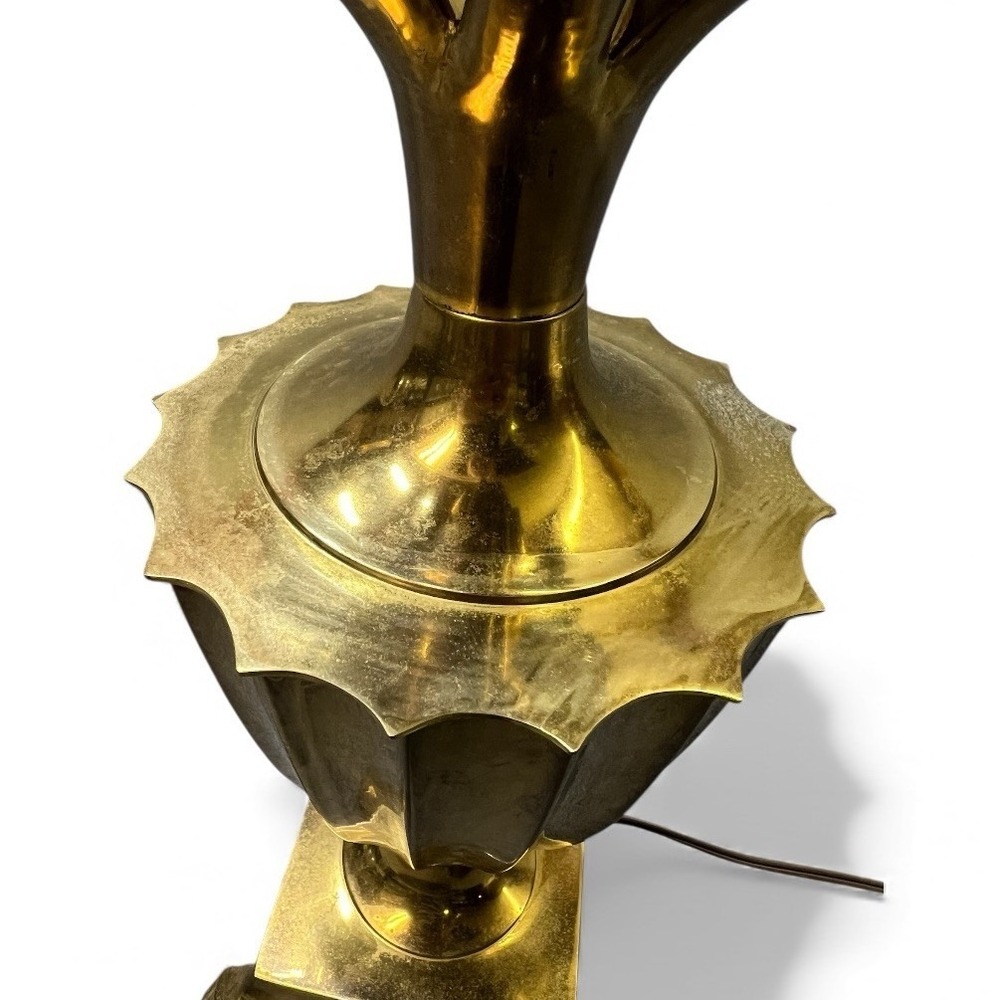 Pineapple Table Lamp Hollywood Regency Metal Brass Tone Claw Foot Heavy Vtg - Picture 7 of 15